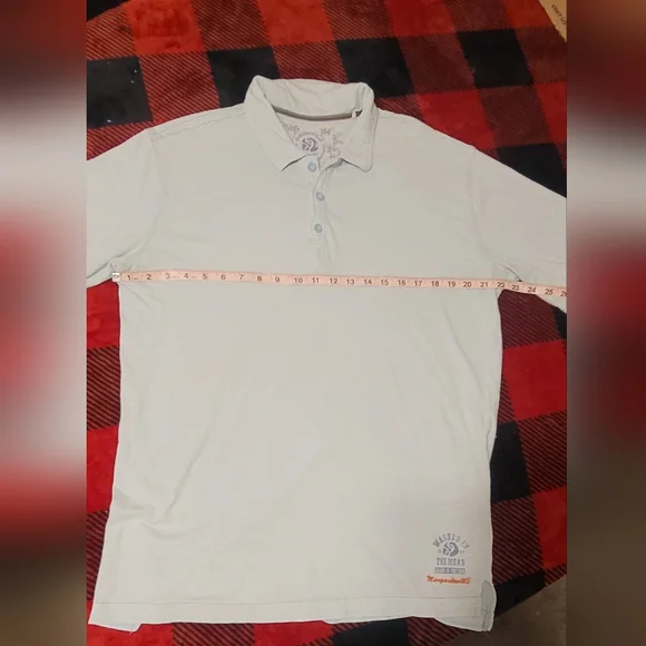 Jimmy Buffet Light Aqua Distressed Margaritaville  Polo Shirt Mens Large. - Picture 6 of 10